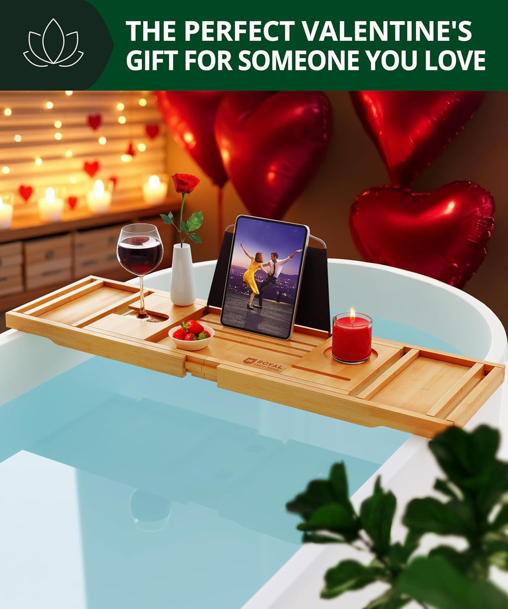 Today 2025 Premium Foldable Bathtub Tray - Wood Bath Tray for Tub, Bamboo Shelf, Expandable Bath Table Trays, Bathtub & Bathroom Accessories for New Home & Birthday Gifts for Mom
